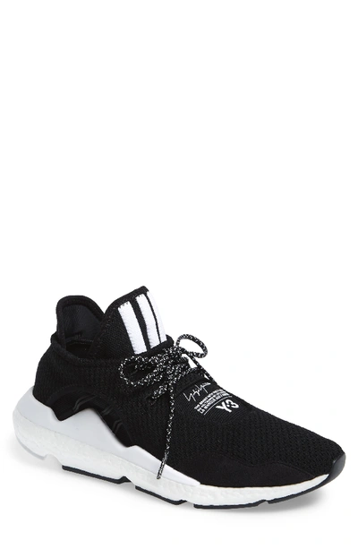 Y-3 Saikou Technical Fabric And Black And White Suede Sneaker In Nero