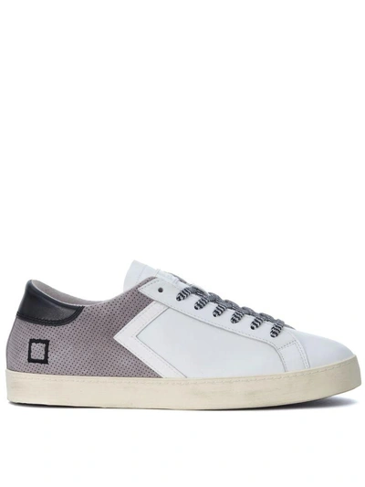 Date D.a.t.e. Hill Low Half White Leather And Grey Suede Sneaker In Grigio