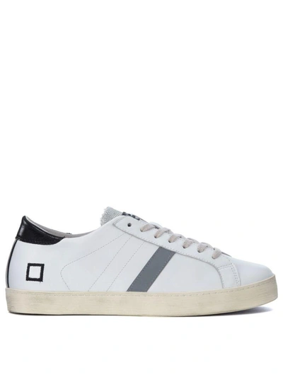 Date Sneaker D.a.t.e. Hill Low Calf In Pelle Bianca E Nera In Bianco