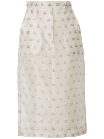 Max Mara Branded Pencil Skirt In Beige