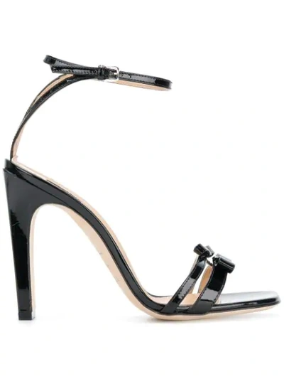 Sergio Rossi Satin Ankle Strap High Heeled Sandal In Black