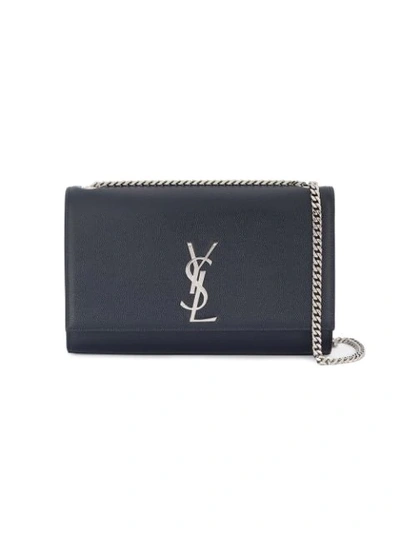 Saint Laurent Kate Monogram Plaque Shoulder Bag In Blue