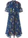 Sacai Floral Printed Panel Dress In Blue