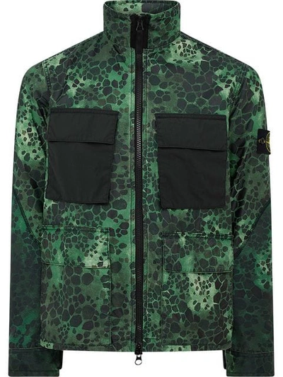 Stone Island Alligator Camouflage Print Jacket In Green | ModeSens