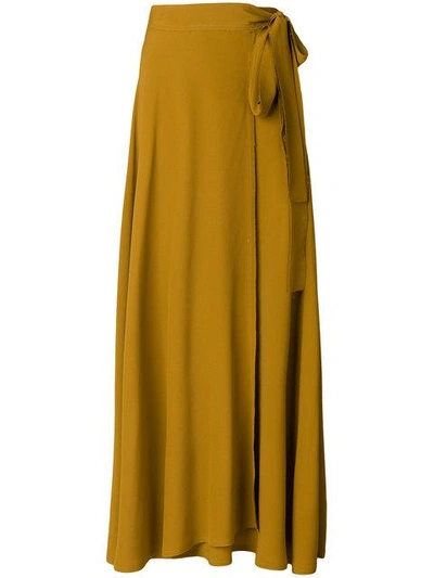 Veronique Leroy Wrap Tie Midi Skirt In Yellow