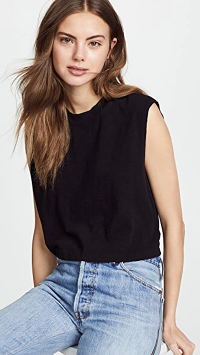Cotton Citizen The Tokyo Crop Muscle Tee In Jet Black