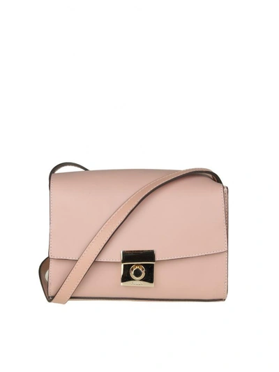 Furla Milano S Shoulder In Pink Leather In Powder