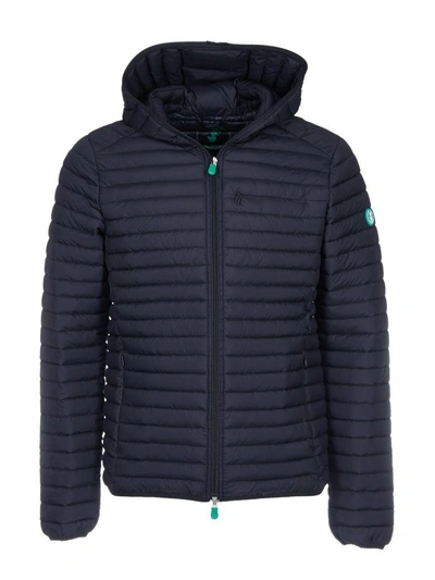 Save The Duck Hooded Down Jacket In Blue