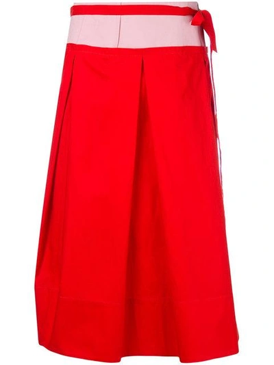 Marni Bicolour Mid Skirt - Red