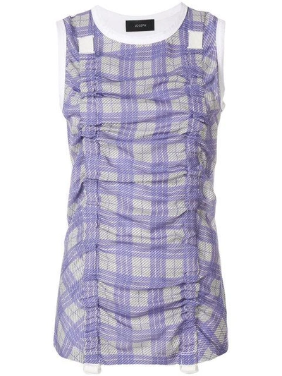 Joseph Ruched Check Tank Top