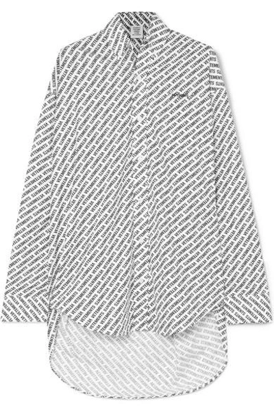Vetements Oversized Printed Cotton-poplin Shirt In Black