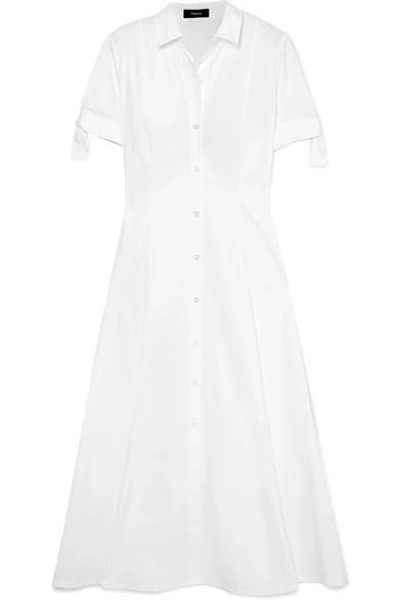 Theory Stretch-cotton Poplin Shirt Dress In White