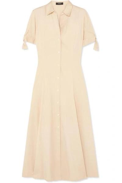 Theory Stretch-cotton Midi Dress In Cream