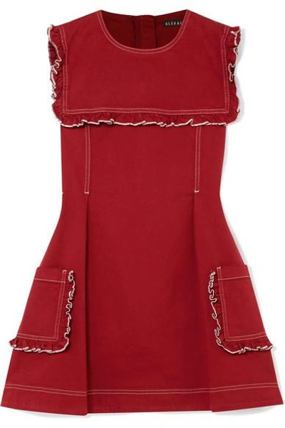 Alexa Chung Sailor Ruffled Stretch-denim Mini Dress In Brick