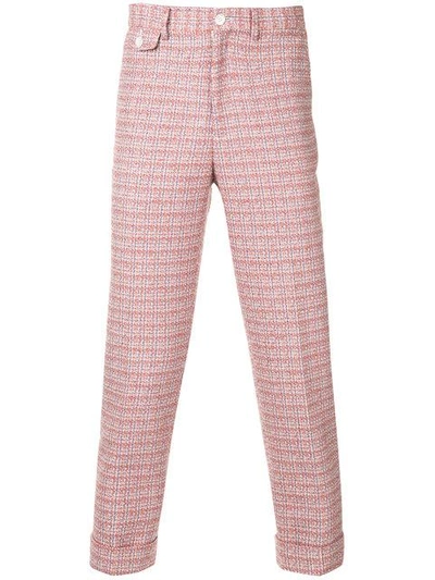 Education From Youngmachines Tweed Cropped Trousers In Pink