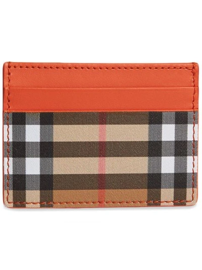 Burberry Vintage Check And Leather Card Case In Yellow