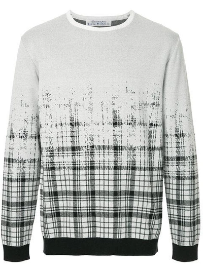 Education From Youngmachines Fade Check Pattern Pullover - Grey