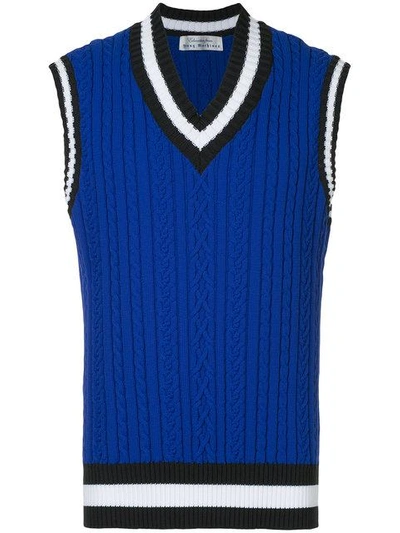 Education From Youngmachines Ribbed Contrast Trim Vest - Blue