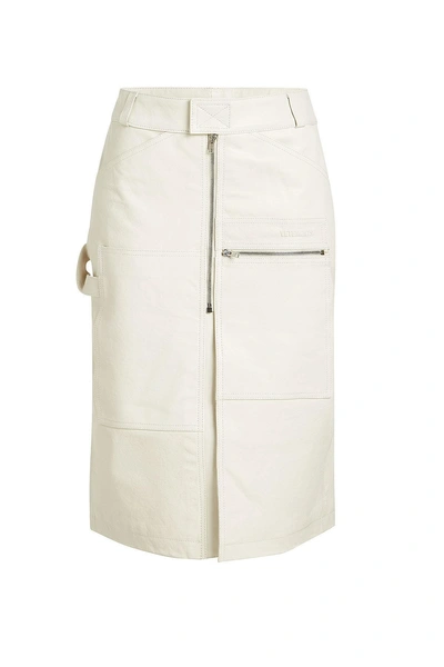 Vetements Workwear Leather Skirt In White