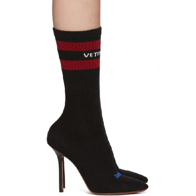 Vetements Logo-jacquard Stretch-knit Sock Boots In Black