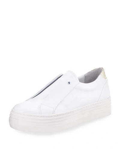 Here/now Platform Leather Slip-on Sneakers, White