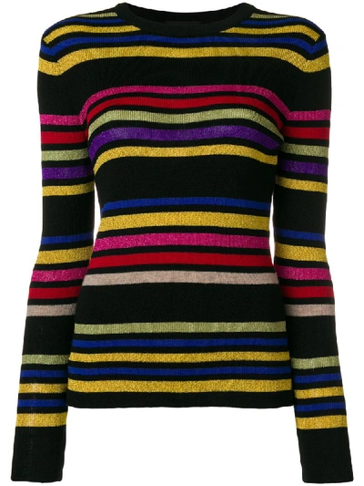 Etro Crewneck Metallic Multicolor Striped Knit Sweater