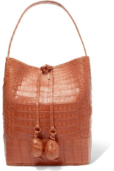 Nancy Gonzalez Crocodile Bucket Bag In Tan