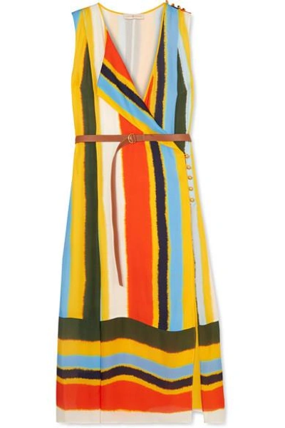Tory Burch Bettina Striped Silk-satin Midi Dress In Yellow | ModeSens