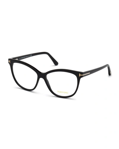 Tom Ford Cat-eye Plastic Optical Frames In Black Pattern