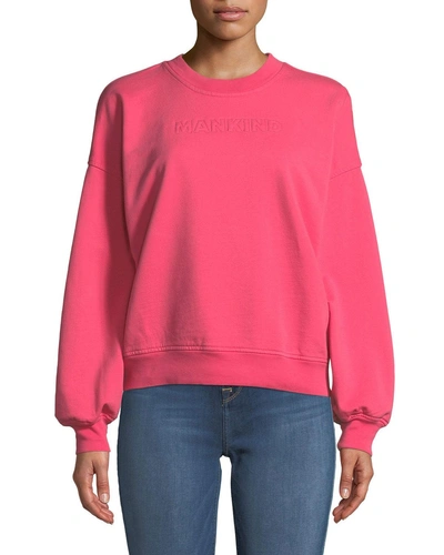 7 For All Mankind Mankind Crewneck Long-sleeve Cotton Sweatshirt In Pink