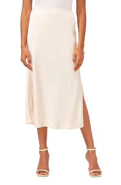 Vince Camuto Side Slit Satin Midi Skirt In Birch