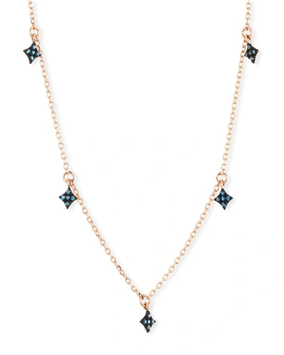 Stevie Wren 14k Four-point Blue Diamond Star Dangle Necklace