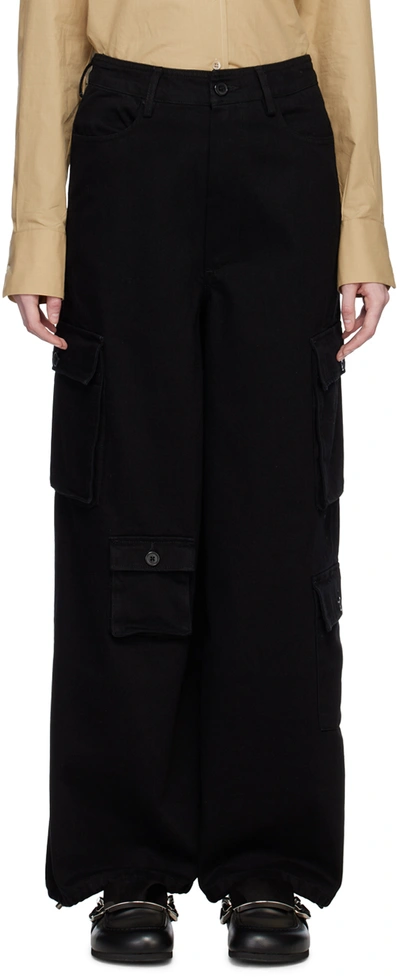 The Frankie Shop Hailey High-rise Denim Cargo Trousers In Black