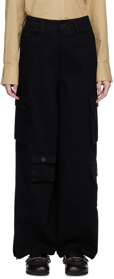 The Frankie Shop Hailey High-rise Denim Cargo Pants In Black