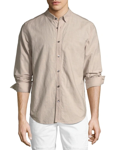 Theory Edward Essential Linen Long Sleeve Button-down Shirt In Lotus