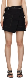 Helmut Lang Trench Belted Wrap-effect Cotton-blend Mini Skirt In Black