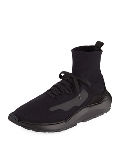 Filling Pieces Men's Mid-top Knit Arch Running Sneakers In Black