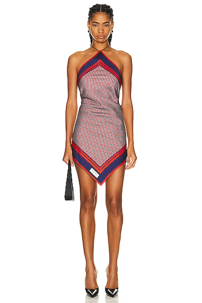 Balmain Halter Monogram Scarf Printed Silk Top In Multi