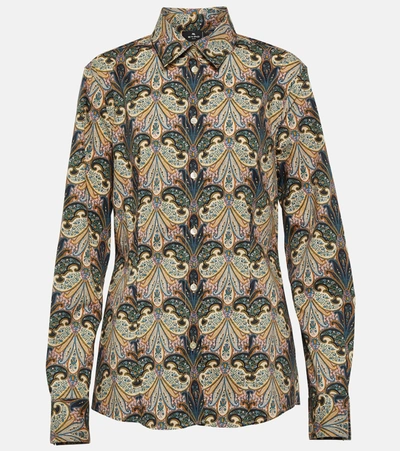 Etro Paisley-inspired Stretch Cotton Button-front Shirt In Black
