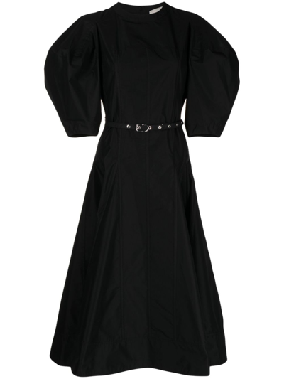 3.1 Phillip Lim Puff-sleeve Belted Midi Dress In Black