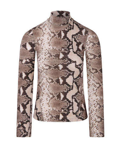 Stella Mccartney Phyton Snake Print Jersey Top With Flare Sleeves In Multicolor