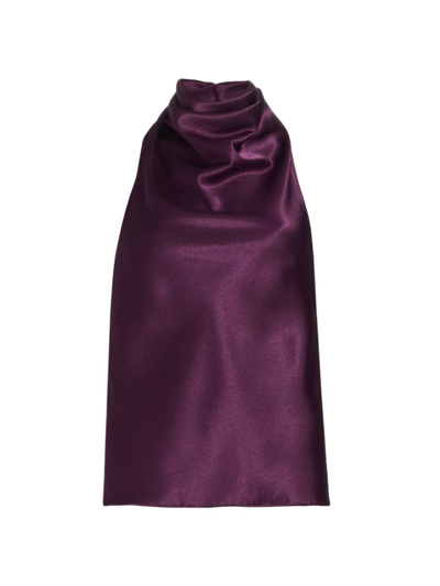 Jason Wu Collection Crepe High-neck Halter Top In Plum