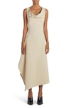 Bottega Veneta Asymmetrical Designed Midi Dress In Beige