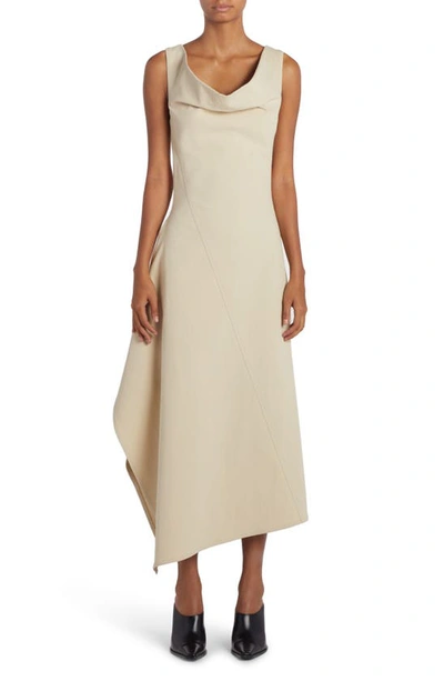 Bottega Veneta Asymmetrical Designed Midi Dress In Neutrals