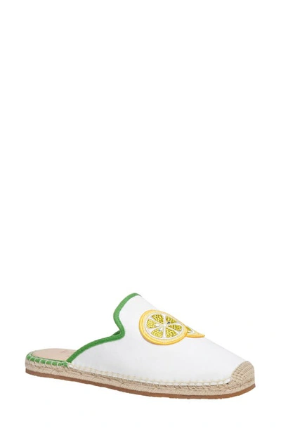 Kate Spade Azura Lemons Espadrille Slipper Loafers In True White/ Ks Green