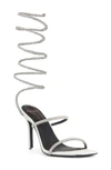 Black Suede Studio Court Crystal Corkscrew Coil Sandals In White Leather