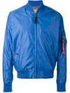 Alpha Industries Zipped Bomber Jacket In Blue