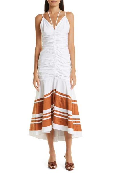 Veronica Beard Fitz Halter Dress White Golden Sand In Multi