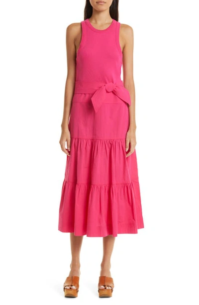 Veronica Beard Austyn Tiered Dress In Fuchsia