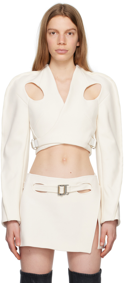 Dion Lee Cut-out Detail Crop Jacket In White